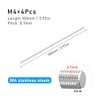 GUEEYUAW 4 Pcs Fully Threaded Rod M4 × 100mm/3.93" 304