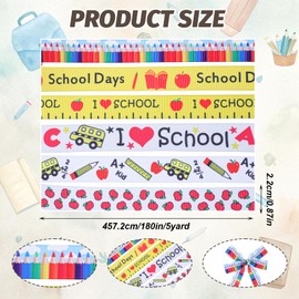 6 Pcs School Themed Ribbon, Ruler Ribbon, 30 Yards Teacher Appreciation Ribbons for Wrapping Gifts, Crafting, DIY Supplies, Teacher Ribbons for Back to School Decorations, Party, Classroom Decoration