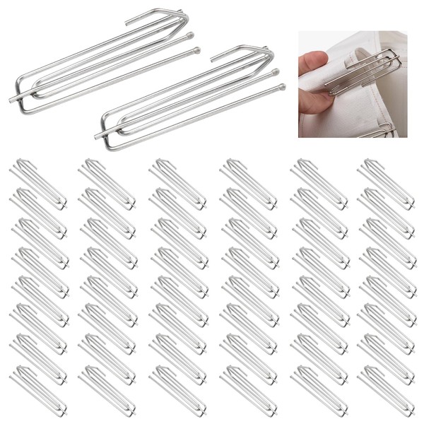 50 PCS Curtain Pleat Hooks, Stainless Steel Curtain Hooks, Curtain