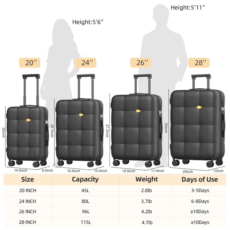 MGOB 28 Inch Large Luggage with Dual 360° Spinner Wheels