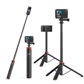 UURig TP-03 Selfie Stick Tripod for DJI Osmo Action 5 Pro, 130 cm Extendable Tripod for Go Pro Hero 13/ Mission 1 Pro, DJI Osmo Action 6/5/4/3, Insta 360 Ace Pro 2 and More Action Cameras