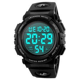 A ALPHA Boys Digital Sport Watch, Waterproof Alarm Calendar Analog for 3-15 Year Olds, Rubber Band, LED Display, Multifunctional Chronograph