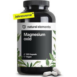Magnesium – 365 capsules – 665mg, with 400mg elementary magnesium per capsule – Laboratory tested, high dose, vegan and made in Germany