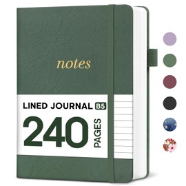 Lined Journal Notebook for Women, 240 Pages Thick College Ruled Journal for Writing, Hardcover Notebook for Work & Note Taking, Perfect for Office Home School Supplies, B5(7.1" x 10"), Green