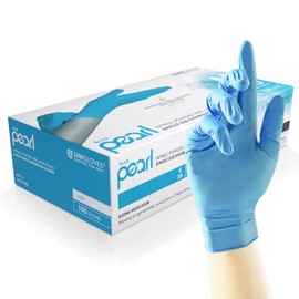 Unigloves Blue Pearl Nitrile Examination Gloves - Multipurpose, Powder Free and Latex Free Disposable Gloves - Box of 100 Gloves, Blue, Small (GP0012)