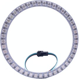 WS2812B 8/16/24/35/45/60/241 LED Pixel Ring Addressable LED Module WS2812 IC RGB Full Colour Round LED Circle DC5V (45 LEDs, White)