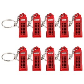 Bamyli 10 Pcs London Red Telephone Box Key Chain,Telephone Booth Keyring Collectible Souvenir Metal Keychain Keepsake Gift,3D Die Cast London Royal Key Chains