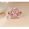 Awmnjtmgpw 925 Sterling Silver Romantic Flower Zircon Ring Fashion Pink