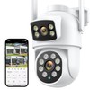 3k 6MP Security Camera Outdoor Dual Lens, 2.4Ghz WiFi 360°PTZ