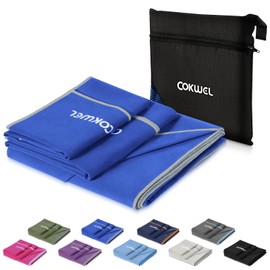COKWEL Reisehandtuch Mikrofaser Handtuch 3 Stück-152x80cm/80x38cm/38x38cm - Schnelltrocknender Sporthandtuch, Saugfähiger Microfaser Handtücher für Fitnessstudio, Reisen, Strand, Yoga(Blau)