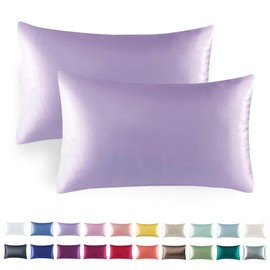 Tyfitb Satin Pillowcase for Hair and Skin, Lavender Pillowcases Set of 2, Cooling Pillow Cases King Size(20×36 Inches), Soft Luxury Satin Pillowcase with Envelope Closure