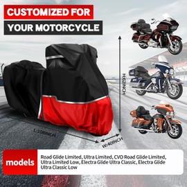 Waterproof Motorcycle Cover with Side Top Box Compatible with Touring Models Harley Davidson Road Glide Limited/Ultra Limited for Snow Rain Dust Protection All Weather Protection