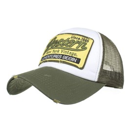 HUA YANG Trucker Caps Men's Baseball Cap Baseball Cap Mesh Cap Baseball Cap with Cotton Spring / Summer Adjustable Sports Cap, Army Green