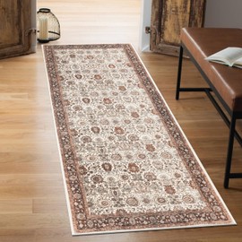 Keen Home Design Machine Washable Area Rugs with Non-Slip Backing, Ideal for Hallway, Living Room, Bedroom, Kitchen and Laundry Room, Vintage Moroccan and Low Pile Rug - (2'6'' x 10')