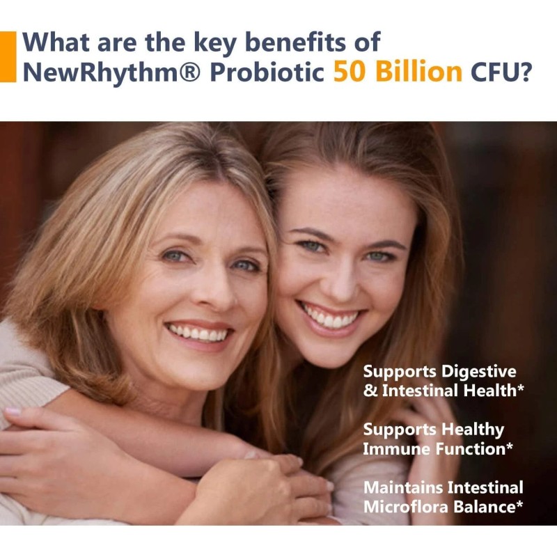 Newrhythm 50 Billion Probiotics 60 Capsules For Digestive Immune Health