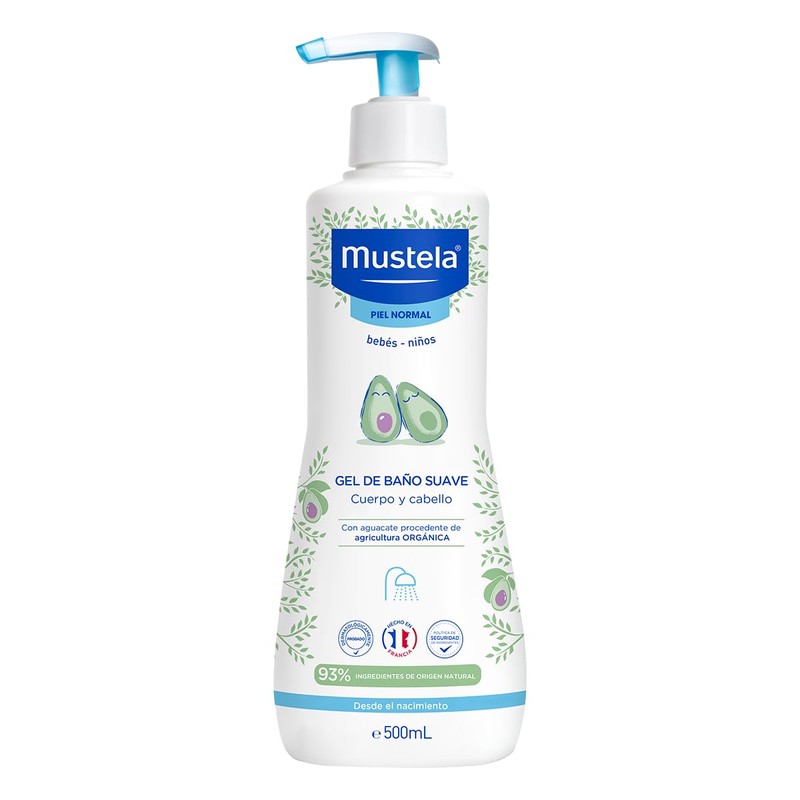 Mustela, Gel de Baño Corporal Suave, Bebés y Niños, 500