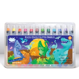 The Piggy Story Glitter Gel Crayons, Set of 12 Crayons in Dinosaur World Design