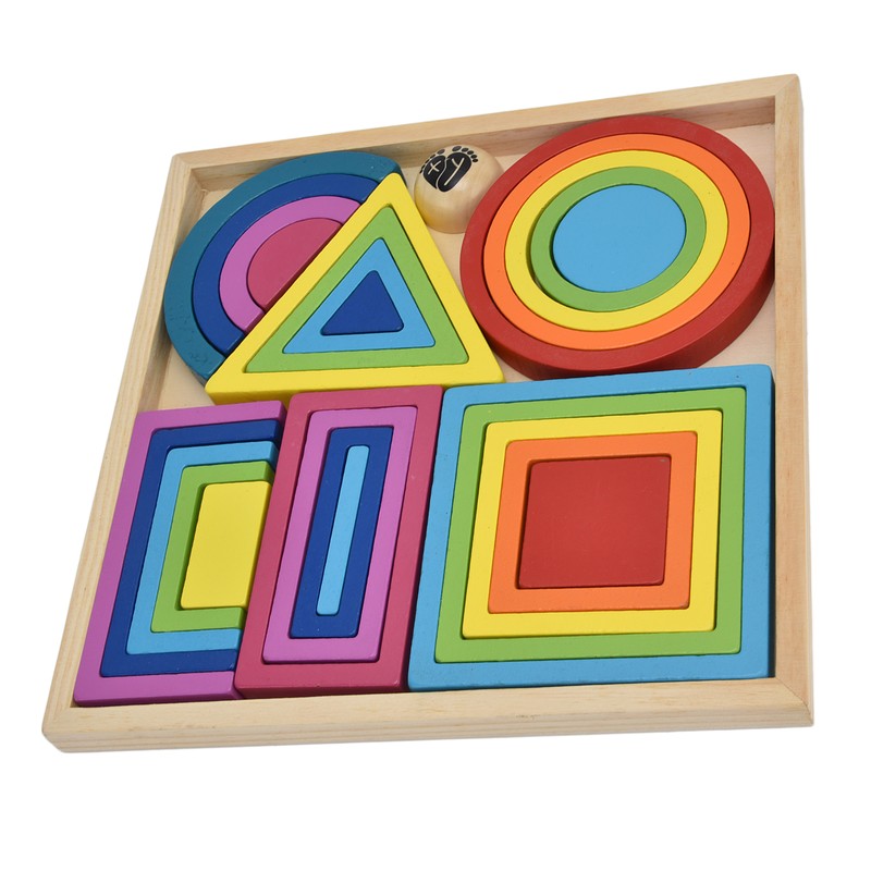 Baby Blocks Stacking Puzzle Set Colorful Wooden Building Blocks Educational