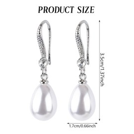 GWAWG Sterling Silver Pearl Drop Earrings,Shiny Exquisite Light Earrings,Pearl Dangle Earrings,Wedding Bridal Valentine's Day Earrings for women