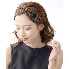 VingTAINE Botanical Pattern Turban Hair Band, Twist, Simple, Wide, Natural, Headband, Hair Accessories, Brown