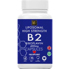 Vitamin B2 Riboflavin | 400mg Migraine Support 180 Capsules | 6 Months Supply | Vegan, High Strength Riboflavin Supplement | Liposomal Delivery for Maximum Absorption | Non-GMO | UK Company