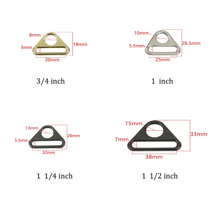 Bluemoona Zinc Alloy Round Hole Triangle D-ring Adjustment Buckle for