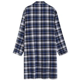 Latuza Men's Cotton Flannel Nightshirt Button Down Sleep Shirt L Blue