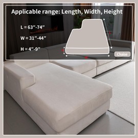 OHSIO Sectional Couch Covers, Wear Resistant Stretch Sofa Covers Washable Soft Couch Cushion Covers Anti Slip Furniture Protector Sofa Slipcovers for Pets(1 Piece Chaise Cover, Ivory)