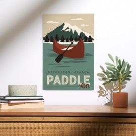 Lantern Press 12x18 Inch Premium Wood Sign, Ready to Hang Wall Decor, Ketchikan, Alaska, Simply Outdoors, Paddle On, Canoe