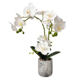 Orquídeas falsas blancas en maceta, orquídeas sintéticas plegables, flores artificiales, lavables, orquídeas de seda, decoración de Phalaenopsis para el hogar, boda, mesa, baño, oficina