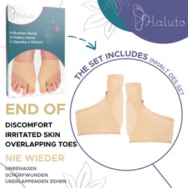 HALUTO Hallux Valgus Protection Bandage - Toe Bandage Toe Separator Hallux Valgus - Hallux Valgus Socks with Gel Protection - Foot Bandage for Shoes
