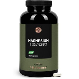 Vitabaum® Magnesiumbisglycinat - 320 mg Magnesium pro Tag - Unterstützt den Energiestoffwechsel und die Muskelfunktion - 180 Kapseln - 3 Monate Vorrat - Vegan, Glutenfrei, Laktosefrei