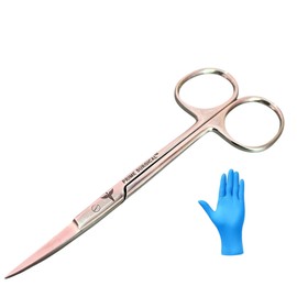 Prime Surgical Iris Micro Dissecting Scissors 4.5" Curved – Precision Tool, for Surgical Scissors, Doctors, Dental, Nurses, EMS, Students, Education, – Medical, First Aid Include Free Gloves