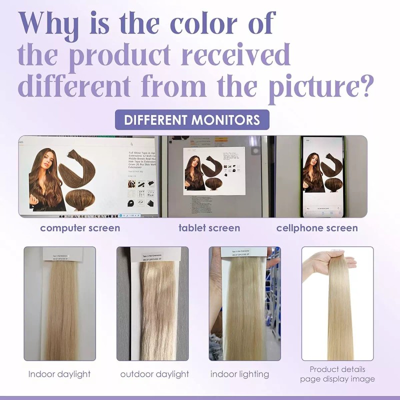 Fshine Extensiones De Cabello Humano 50gr 20in 10 Castaño Claro