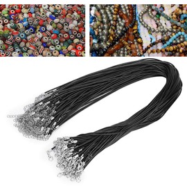 TMISHION 100PCS 50cm Cuerda Collar Cordones con Cierre, Collar de Cadena Ajustable para Bricolaje, joyería Negra Cera Cordón Colgante y Cierre de Langosta para Collares Pulsera