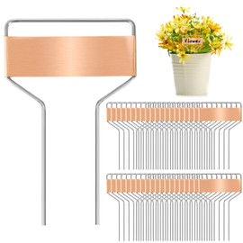 Foraineam 40 Pack 4 Inch Plant Label Stakes, Weatherproof Copper Plant Markers Seedling Signs, Reusable Metal Nameplate Garden Nursery Stake Tags for Herbs Flowers Vegetables Potted Plants