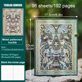 3D Blue Qimeng Graphic Hot Stamping,Deep Blue Background with Golden Totem,192 pages of horizontal inner pages,envelope pocket,student notes,travel diary,wedding anniversary.