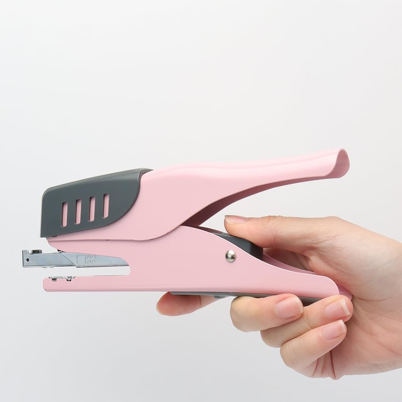 XiowDow Hand Held Plier Pink Stapler Handheld Desktop Stapler Effortless