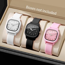 1/3/10PCS Fashion Silicone Band Women Quartz Watches Set Casual Arabic Dial Wristwatch for
