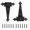 8 Inch Tee Hinges Heavy Duty, 2 Pack Black T-Strap