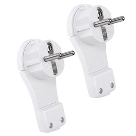 EXTRASTAR Earthing Contact Angle Plug 250 V (16A), Euro Plug with Folding Handle, Protective Contact Plug for Cables up to 3 x 1.5 mm², Flat Plug IP20, White, Pack of 2