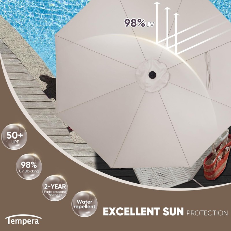 Tempera 9ft Patio Market Outdoor Table Umbrella with Push Button