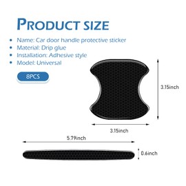Bawkars 8 PCS Car Door Handle Scratch Protectors, Waterproof Reflective Car Door Handle Bowl Sticker, Self-Adhesive Auto Doors Handles Paint Guard Cover, Universal for Most Vehicles (Black)