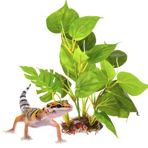 SunGrow Gecko and Snake Tank Artificial Plant, Tall, Hideout & Decor for Reptile, Ball Python, Boa, Lizard