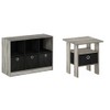 Furinno Bookcase and End Table Bundle with Bins and Drawers
