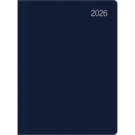 Taschenkalender blau 2026 - Bürokalender 10,2x14,2 - 1 Tag auf 1 Seite - flexibler Kunststoffeinband - Stundeneinteilung 7 - 19 Uhr - 610-1015