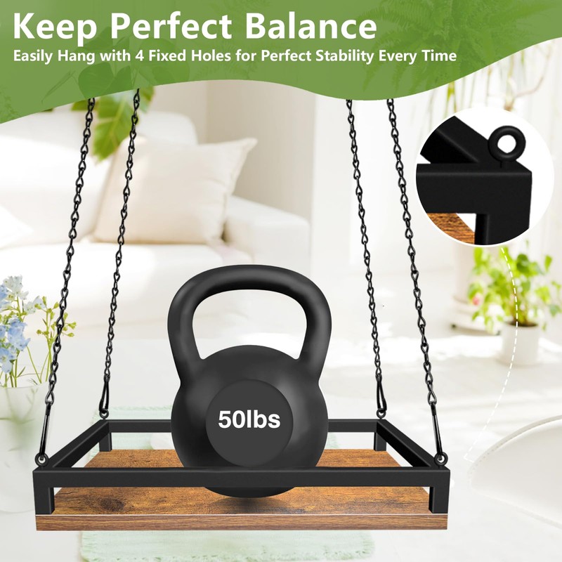 Plant Hanger Indoor, 2 Pack 11.8" Wooden Hanging Plant Holder