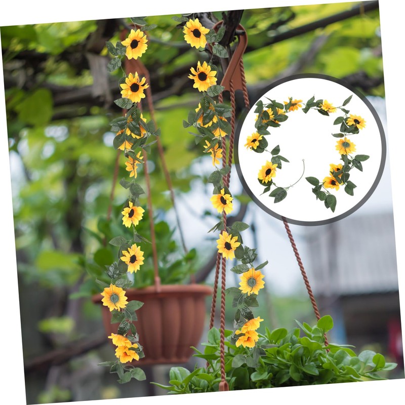 Ciieeo 2pcs Artificial Sunflower Vine Faux Flower Garland for Home