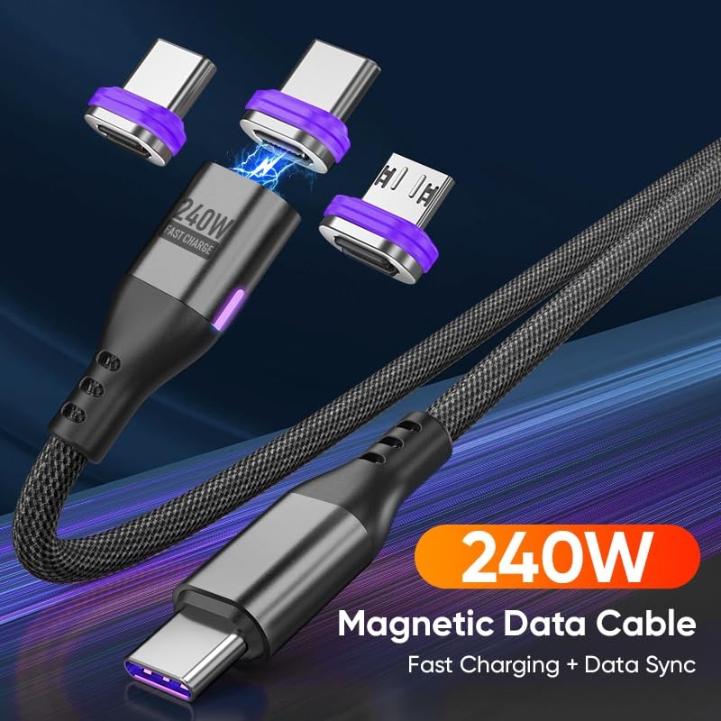 i! - 1,8m 240W Nylon Magnet USB C Schnellladekabel Datenkabel