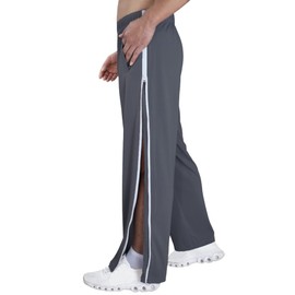 Tear Away Pants for Men's Track Lightweight Pants Zipper Leg Side Full Zip Breakaway Open Pants Post Surgery Adaptive Clothing Zippered Wide Leg Athletic Summer Sweatpants Dark Grey